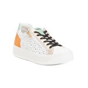IGI&CO White/Orange Leather Comfort Sneakers
